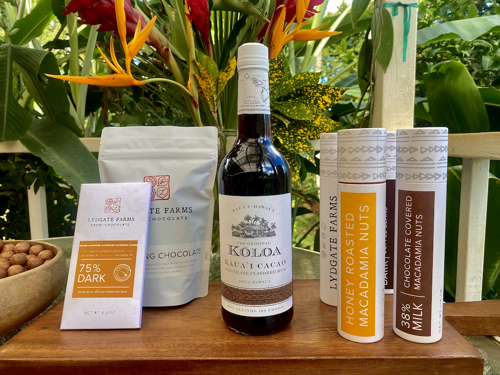 a bottle of cacao rum on a table